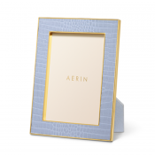 AERIN Classic Croc Leather Frame / Hydrangea Blue  - 5 X 7