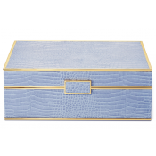 AERIN Classic Croc Leather Large Jewelry Box - Hydrangea Blue