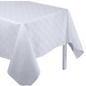 Le Jacquard Francais Anneaux White Tablecloth - 67" x 126"