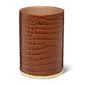 AERIN Classic Croc Leather Pencil Cup -  Chestnut