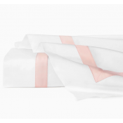 Sferra Estate White/Petal Full/Queen Flat Sheet 96X114