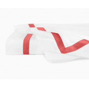 Sferra Estate White/Persimmon Full/Queen Flat Sheet 96X114