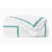 Sferra Estate White/Aqua King Duvet Cover 106X92