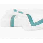 Sferra Estate White/Aqua King Flat Sheet 114X114