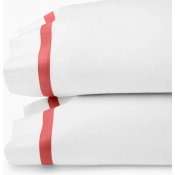Sferra Estate White/Persimmon  King Pillow Case 22X42 Pair