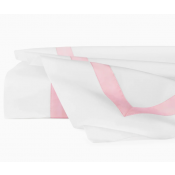 Sferra Estate White/Carnation Twin Flat Sheet 74X114