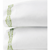 Sferra Cobblestones White/Green King Pillowcase 22X42 - Pair