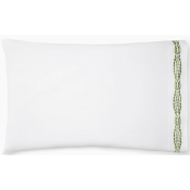 Sferra Cobblestones White/Green Standard Pillowcase 22X33 - Pair