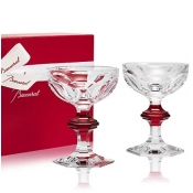 Baccarat Harcourt 1841 Coupe Red Knob Set 2