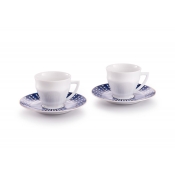 Baccarat Harcourt Tallyrand Coffee Cup + Saucer / Set 2 Blue
