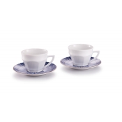 Baccarat Harcourt Tallyrand Tea Cup + Saucer / Set 2 Blue