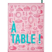 Le Jacquard Francais A Table Pink Tea Towel / Set 4