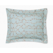 SFERRA Baldwin Bamboo Cream/Red/Aqua Boudoir Sham 12X16