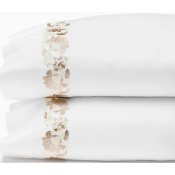 SFERRA Tralcio White/Sand King Pillow Case 22X42 - Pair