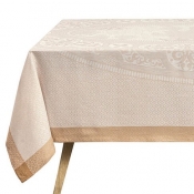Le Jacquard Francais Evasion Celeste Beige Tablecloth - 69" x 69"