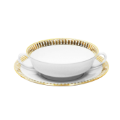 Haviland Plumes Gold Soup Cup And Saucer