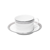 Haviland Plumes Platinum Teacup And Saucer