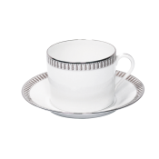 Haviland Plumes Platinum Cappuccino Cup And Saucer