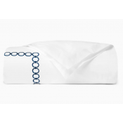 SFERRA Catena White/Navy Full/Queen Duvet Cover 88X92