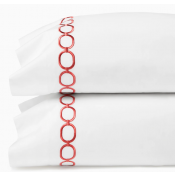 Sferra Catena White/Persimmon King Pillow Case 22X42 (Pair)