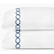 SFERRA Catena White/Navy Standard Pillow Case / Pair