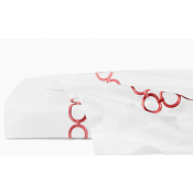 Sferra Catena White/Persimmon Twin Flat Sheet 74X114