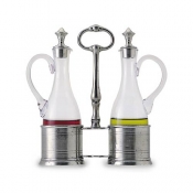 Match Pewter Oil & Vinegar Set W/Pewter Tops