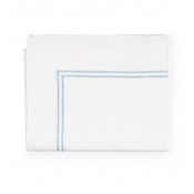 Sferra Grande Hotel White / Blue Full /Queen Flat Sheet - 96 X 114
