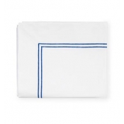 Sferra Grande Hotel White / Cornflower Blue King Flat Sheet - 114 X 114