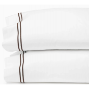 SFERRA Grande Hotel White/Mocha King Pillow Case  - Pair 22X42