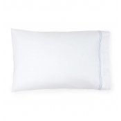 Sferra Grande Hotel White / Blue Standard Pillow Case - Pair / 22 X 33