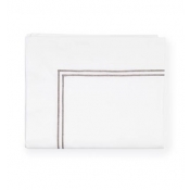 Sferra Grande Hotel White / Grey Twin Flat Sheet - 74X114