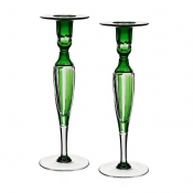 William Yeoward Emerald Pair of Candlesticks 12"