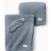 Sferra Celine Navy Travel Set w / Eyemask + Throw