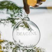 Simon Pearce Engraved "Imagine" Round Ornament