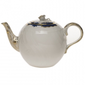 Herend Princess Victoria Blue Tea Pot W/Rose Finial