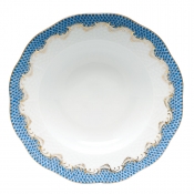 Herend Fishscale Blue Rim Soup Plate