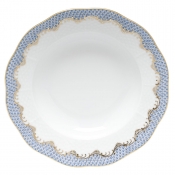 Herend Fishscale Light Blue Rim Soup Bowl - 8"