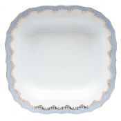 Herend Fishscale Light Blue Square Fruit Bowl - 11"