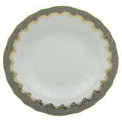 Herend Fishscale Gray Rim Soup Plate - 8"