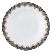 Herend Fish Scale Black Dessert Plate - 8.25"