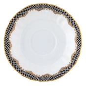 Herend Fish Scale Black Canton Saucer