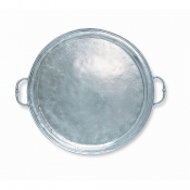 Match Pewter Round Tray W/Handles - Large
