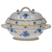 Herend Chinese Bouquet Blue Tureen w / Branch - 2 Qt.