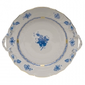 Herend Chinese Bouquet Blue Chop Plate w/Handles -12"