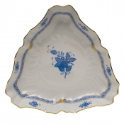 Herend Chinese Bouquet Blue Triangle Dish - 9.5"