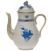 Herend Chinese Bouquet Blue Coffee Pot w /Rose - 36oz.