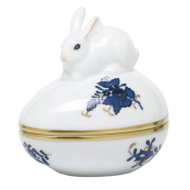 Herend Chinese Bouquet Black Sapphire Egg Bonbon W/Bunny