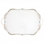 Herend Princess Victoria Light Blue Rectangular Tray w/ Branch Handles - 18"