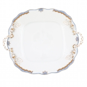 Herend Princess Victoria Light Blue Square Cake Plate w/Handles - 9.5"